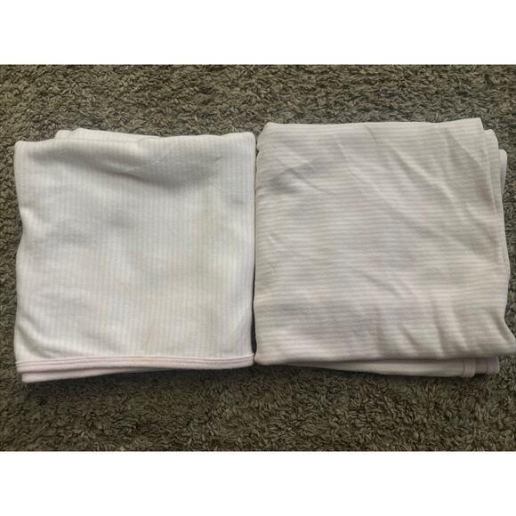 2 Carters Pink And‎ White Striped Baby Girls Receiving Blanket - Picture 1 of 6
